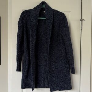 Vintage LL Bean 100% Lambs Wool Open Front Cardigan in Navy